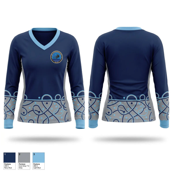 Womens Long Sleeve Vneck Shirt, PMA-230, , Teamtime, Team time, sublimation, custom sports apparel, team uniforms, spirit wear, spiritwear, sports uniforms, custom shirts, team store, custom team store, fundraiser sports, apparel fundraiser