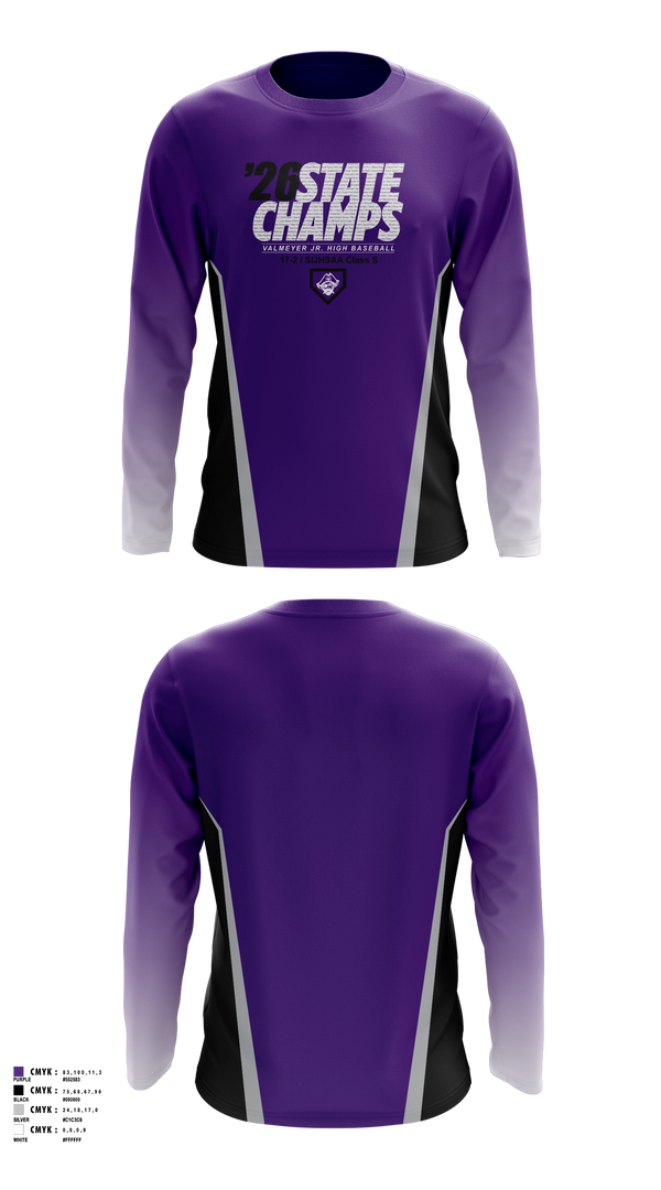 Long Sleeve Performance Shirt, Valmeyer Pirates Jr. High Baseball, Baseball, Teamtime, Team time, sublimation, custom sports apparel, team uniforms, spirit wear, spiritwear, sports uniforms, custom shirts, team store, custom team store, fundraiser sports, apparel fundraiser