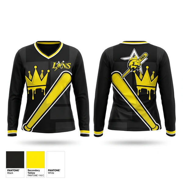 Womens Long Sleeve Vneck Shirt, KBALIONS, Baseball, Teamtime, Team time, sublimation, custom sports apparel, team uniforms, spirit wear, spiritwear, sports uniforms, custom shirts, team store, custom team store, fundraiser sports, apparel fundraiser