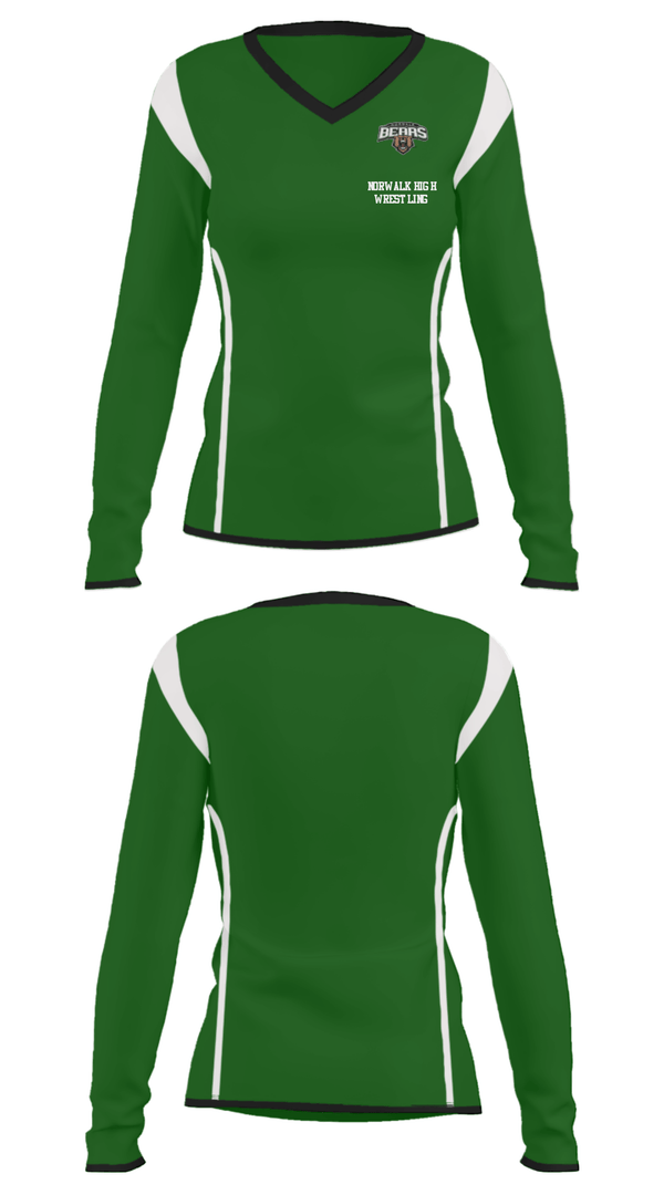 Women's Long Sleeve Vneck Shirt, Norwalk High Wrestling, Wrestling, Teamtime, Team time, sublimation, custom sports apparel, team uniforms, spirit wear, spiritwear, sports uniforms, custom shirts, team store, custom team store, fundraiser sports, apparel fundraiser
