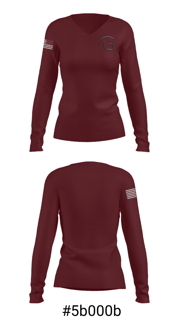 Women's Long Sleeve Vneck Shirt, North Crawford Elementary School, Spirit Store, Teamtime, Team time, sublimation, custom sports apparel, team uniforms, spirit wear, spiritwear, sports uniforms, custom shirts, team store, custom team store, fundraiser sports, apparel fundraiser