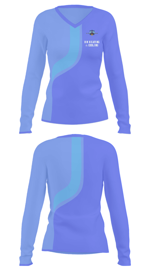 Women's Long Sleeve Vneck Shirt, HN Heating & Cooling, , Teamtime, Team time, sublimation, custom sports apparel, team uniforms, spirit wear, spiritwear, sports uniforms, custom shirts, team store, custom team store, fundraiser sports, apparel fundraiser