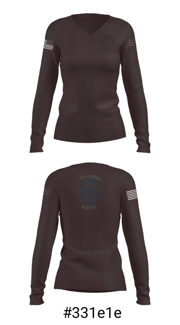 Women's Long Sleeve Vneck Shirt, 2023-B BRC, Police, Teamtime, Team time, sublimation, custom sports apparel, team uniforms, spirit wear, spiritwear, sports uniforms, custom shirts, team store, custom team store, fundraiser sports, apparel fundraiser