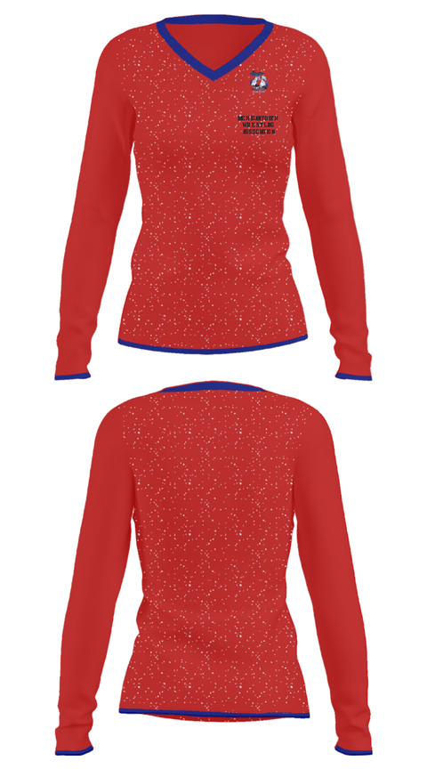 Women's Long Sleeve Vneck Shirt, Michigan Youth Wrestling Association, Wrestling, Teamtime, Team time, sublimation, custom sports apparel, team uniforms, spirit wear, spiritwear, sports uniforms, custom shirts, team store, custom team store, fundraiser sports, apparel fundraiser