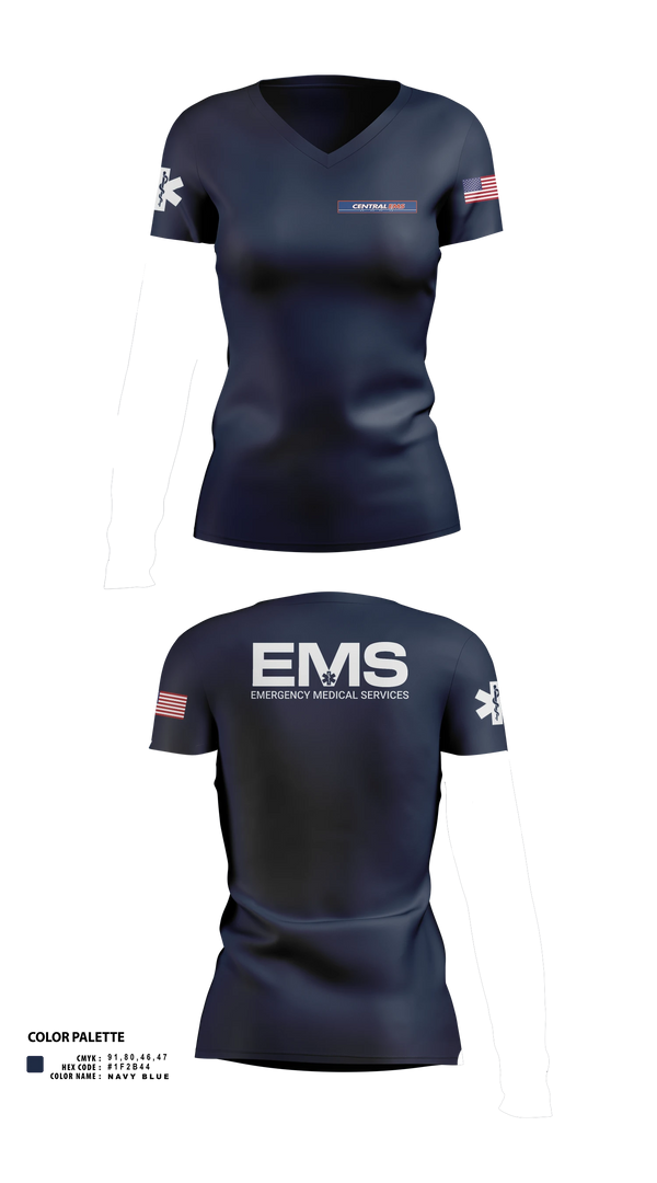 Womens Short Sleeve Vneck Shirt, Central EMS, EMS/EMT, Teamtime, Team time, sublimation, custom sports apparel, team uniforms, spirit wear, spiritwear, sports uniforms, custom shirts, team store, custom team store, fundraiser sports, apparel fundraiser