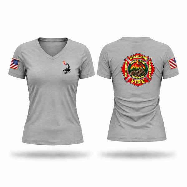 Womens Short Sleeve Vneck Shirt, Scorpions, Fire Department, Teamtime, Team time, sublimation, custom sports apparel, team uniforms, spirit wear, spiritwear, sports uniforms, custom shirts, team store, custom team store, fundraiser sports, apparel fundraiser