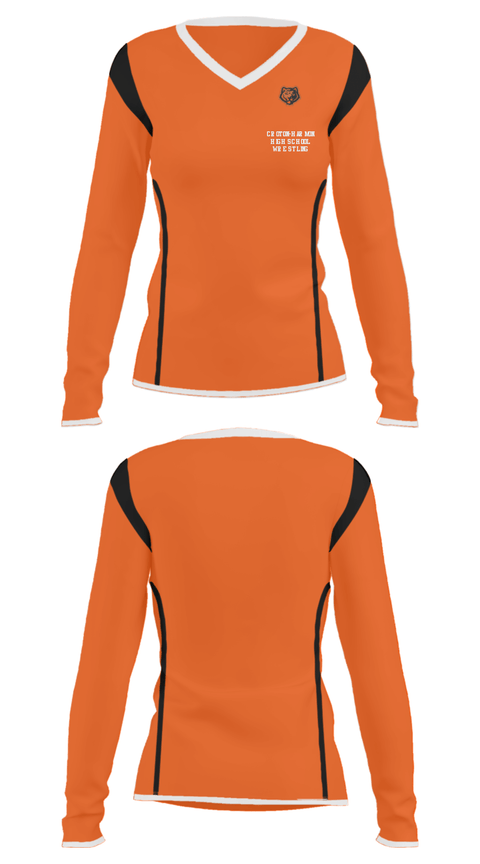 Women's Long Sleeve Vneck Shirt, Croton-Harmon High School Wrestling, Wrestling, Teamtime, Team time, sublimation, custom sports apparel, team uniforms, spirit wear, spiritwear, sports uniforms, custom shirts, team store, custom team store, fundraiser sports, apparel fundraiser