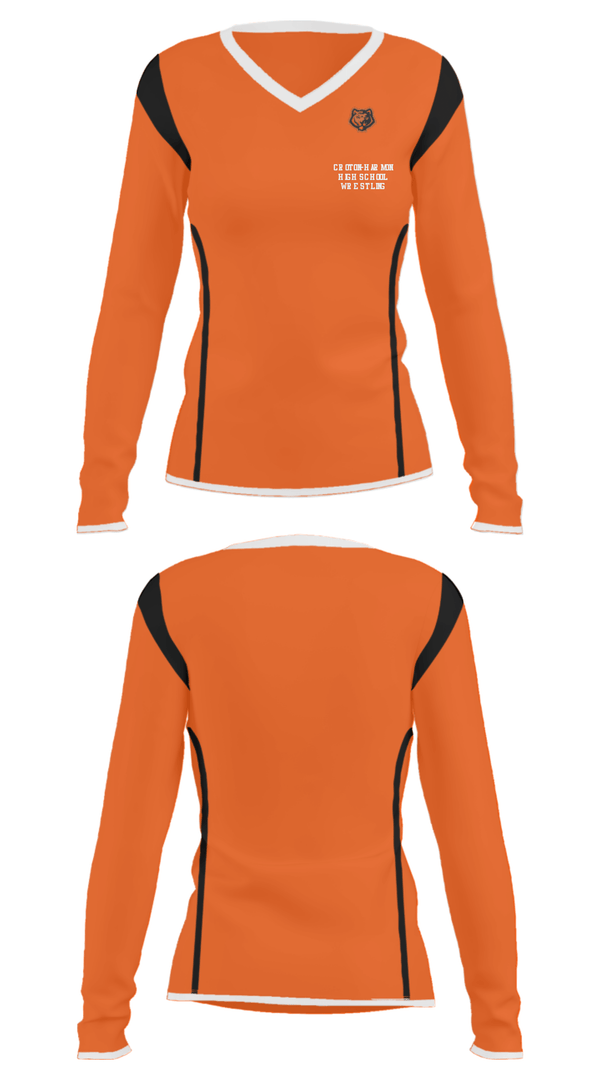 Women's Long Sleeve Vneck Shirt, Croton-Harmon High School Wrestling, Wrestling, Teamtime, Team time, sublimation, custom sports apparel, team uniforms, spirit wear, spiritwear, sports uniforms, custom shirts, team store, custom team store, fundraiser sports, apparel fundraiser