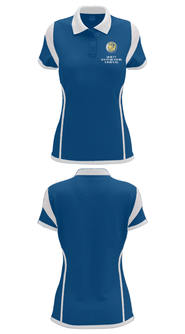 Women's Short Sleeve Performance Polo, Liberty Christian School Basketball, Men's Basketball, Teamtime, Team time, sublimation, custom sports apparel, team uniforms, spirit wear, spiritwear, sports uniforms, custom shirts, team store, custom team store, fundraiser sports, apparel fundraiser