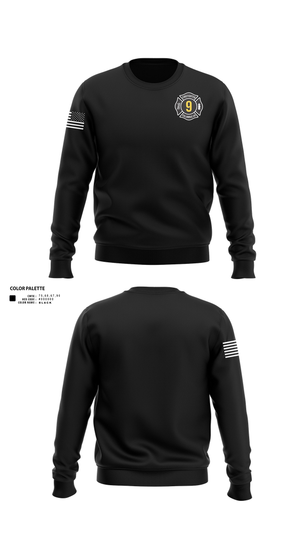Crew Neck Sweatshirt, Station 9, Fire Department, Teamtime, Team time, sublimation, custom sports apparel, team uniforms, spirit wear, spiritwear, sports uniforms, custom shirts, team store, custom team store, fundraiser sports, apparel fundraiser