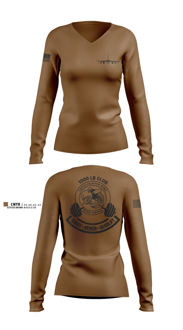 Womens Long Sleeve Vneck Shirt, 180th fighter wing, Air Force, Teamtime, Team time, sublimation, custom sports apparel, team uniforms, spirit wear, spiritwear, sports uniforms, custom shirts, team store, custom team store, fundraiser sports, apparel fundraiser