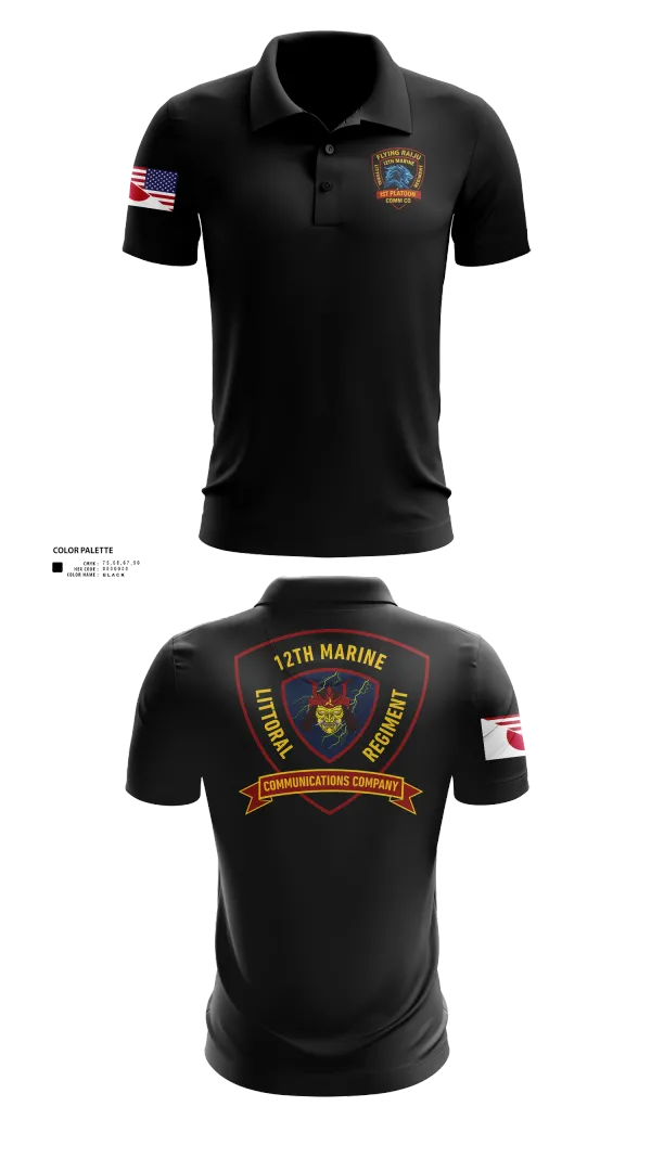 Short Sleeve Performance Polo, 12th MLR Headquarters Element, Marines, Teamtime, Team time, sublimation, custom sports apparel, team uniforms, spirit wear, spiritwear, sports uniforms, custom shirts, team store, custom team store, fundraiser sports, apparel fundraiser