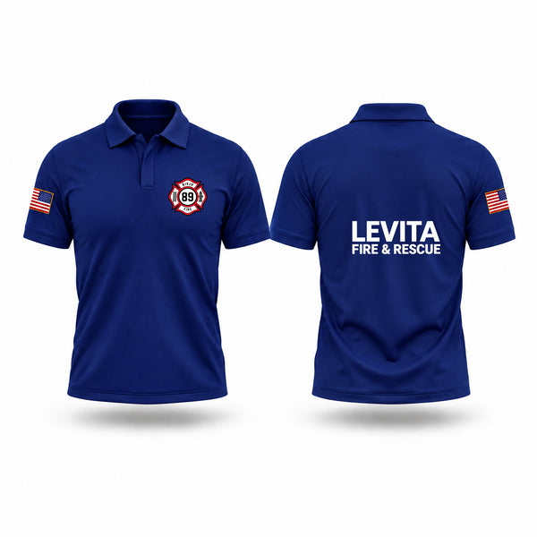 Short Sleeve Performance Polo, Levita VFD station 89, Fire Department, Teamtime, Team time, sublimation, custom sports apparel, team uniforms, spirit wear, spiritwear, sports uniforms, custom shirts, team store, custom team store, fundraiser sports, apparel fundraiser