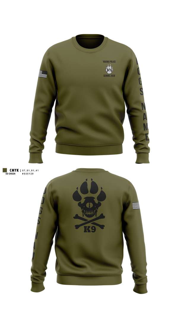 Crew Neck Sweatshirt, Yakima Police Department K9 School, Police, Teamtime, Team time, sublimation, custom sports apparel, team uniforms, spirit wear, spiritwear, sports uniforms, custom shirts, team store, custom team store, fundraiser sports, apparel fundraiser