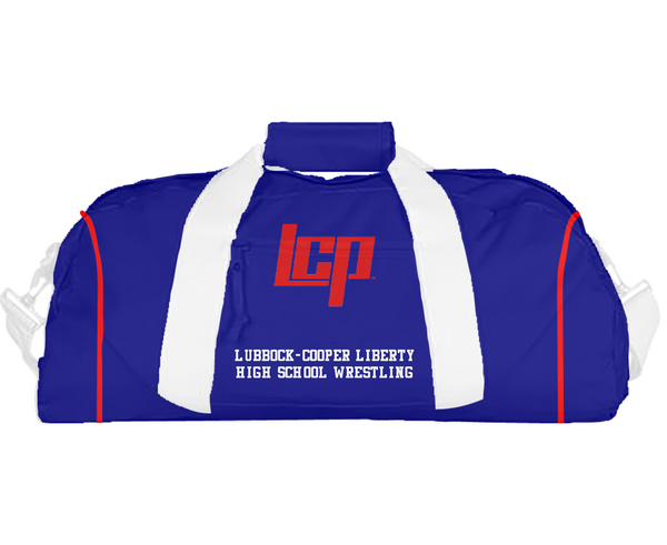 Duffle Bag, Lubbock-Cooper Liberty High School Wrestling, Wrestling, Teamtime, Team time, sublimation, custom sports apparel, team uniforms, spirit wear, spiritwear, sports uniforms, custom shirts, team store, custom team store, fundraiser sports, apparel fundraiser