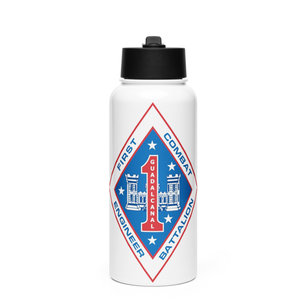 1st Combat Engineer Battalion 65310985 Stainless Steel Water Bottle with a Straw Lid