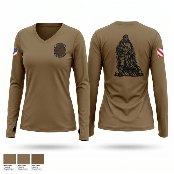 Womens Long Sleeve Vneck Shirt, 7th Security Forces Squadron, Air Force, Teamtime, Team time, sublimation, custom sports apparel, team uniforms, spirit wear, spiritwear, sports uniforms, custom shirts, team store, custom team store, fundraiser sports, apparel fundraiser