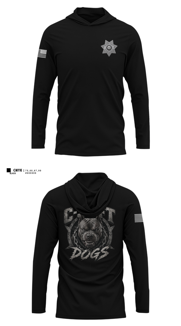 Long Sleeve Hooded Sun Shirt, Orleans County Corrections, Police, Teamtime, Team time, sublimation, custom sports apparel, team uniforms, spirit wear, spiritwear, sports uniforms, custom shirts, team store, custom team store, fundraiser sports, apparel fundraiser