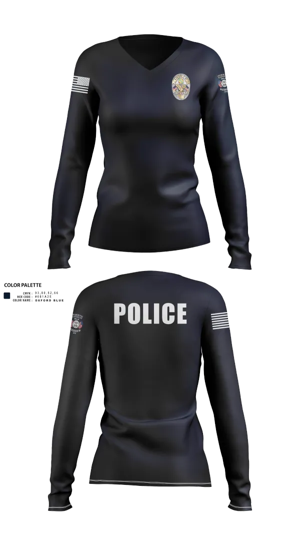 Womens Long Sleeve Vneck Shirt, Miami Police Department, , Teamtime, Team time, sublimation, custom sports apparel, team uniforms, spirit wear, spiritwear, sports uniforms, custom shirts, team store, custom team store, fundraiser sports, apparel fundraiser