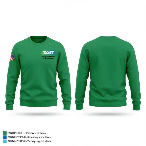 Crew Neck Sweatshirt, Fort Riley BOSS, Army, Teamtime, Team time, sublimation, custom sports apparel, team uniforms, spirit wear, spiritwear, sports uniforms, custom shirts, team store, custom team store, fundraiser sports, apparel fundraiser