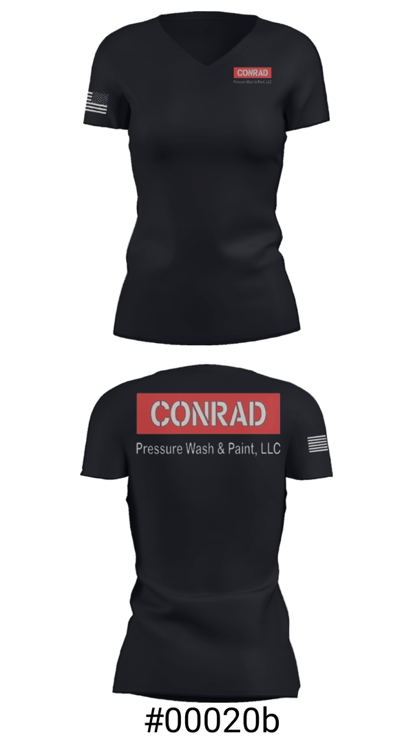 Women's Short Sleeve Vneck Shirt, Conrad Pressure Wash & Paint, , Teamtime, Team time, sublimation, custom sports apparel, team uniforms, spirit wear, spiritwear, sports uniforms, custom shirts, team store, custom team store, fundraiser sports, apparel fundraiser