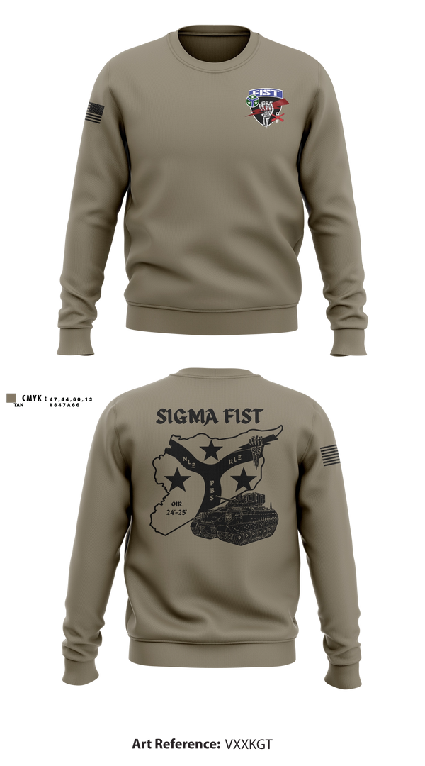 Crew Neck Sweatshirt, 1/115th FA HHB DET 1, Army, Teamtime, Team time, sublimation, custom sports apparel, team uniforms, spirit wear, spiritwear, sports uniforms, custom shirts, team store, custom team store, fundraiser sports, apparel fundraiser
