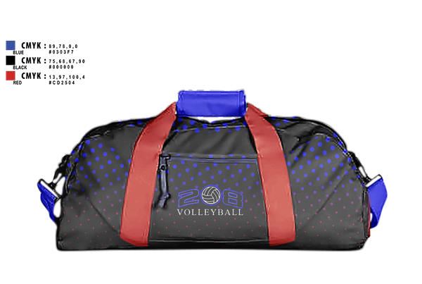 Duffle Bag, 208 Volleyball Club, Women's Volleyball, Teamtime, Team time, sublimation, custom sports apparel, team uniforms, spirit wear, spiritwear, sports uniforms, custom shirts, team store, custom team store, fundraiser sports, apparel fundraiser