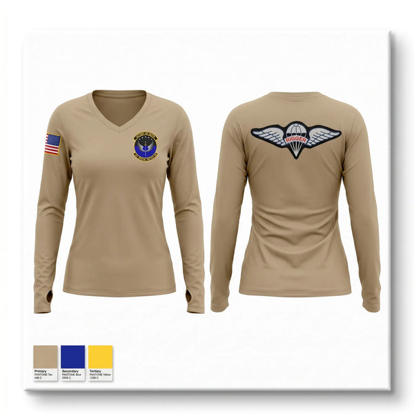 Womens Long Sleeve Vneck Shirt, 26 STS, Air Force, Teamtime, Team time, sublimation, custom sports apparel, team uniforms, spirit wear, spiritwear, sports uniforms, custom shirts, team store, custom team store, fundraiser sports, apparel fundraiser