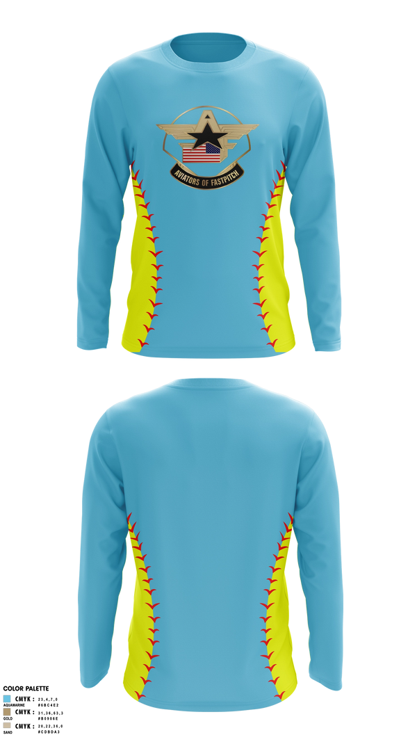 Long Sleeve Performance Shirt, Aviators of Fastpitch, Softball, Teamtime, Team time, sublimation, custom sports apparel, team uniforms, spirit wear, spiritwear, sports uniforms, custom shirts, team store, custom team store, fundraiser sports, apparel fundraiser