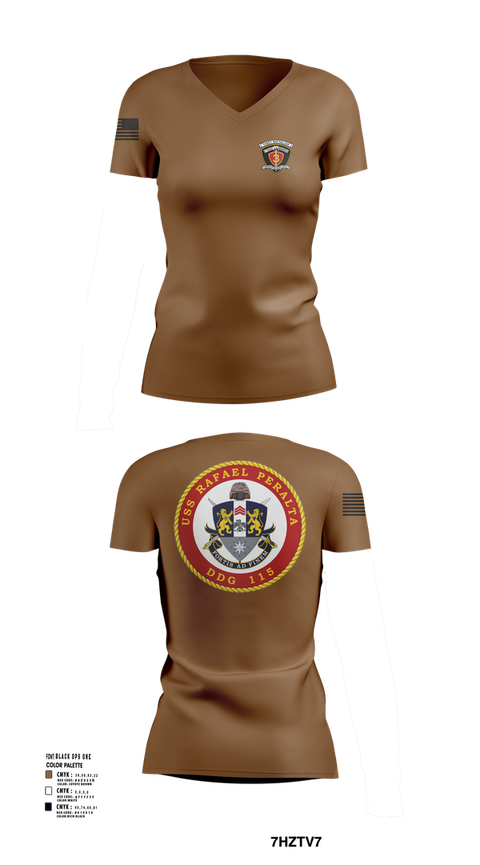 Womens Short Sleeve Vneck Shirt, USS Rafael Peralta DDG 115, Navy, Teamtime, Team time, sublimation, custom sports apparel, team uniforms, spirit wear, spiritwear, sports uniforms, custom shirts, team store, custom team store, fundraiser sports, apparel fundraiser