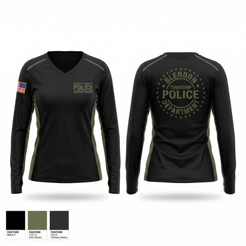 Womens Long Sleeve Vneck Shirt, Blendon Township Police Department, Police, Teamtime, Team time, sublimation, custom sports apparel, team uniforms, spirit wear, spiritwear, sports uniforms, custom shirts, team store, custom team store, fundraiser sports, apparel fundraiser
