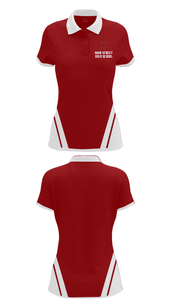 Women's Short Sleeve Performance Polo, Main Street High School, Spirit Store, Teamtime, Team time, sublimation, custom sports apparel, team uniforms, spirit wear, spiritwear, sports uniforms, custom shirts, team store, custom team store, fundraiser sports, apparel fundraiser