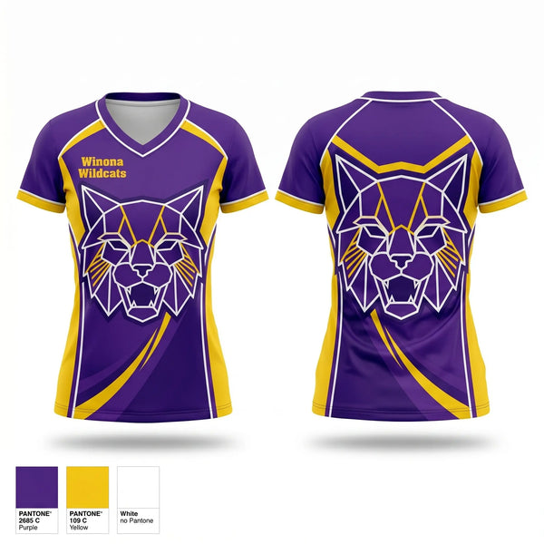 Womens Short Sleeve Vneck Shirt, Winona Wildcats, Baseball, Teamtime, Team time, sublimation, custom sports apparel, team uniforms, spirit wear, spiritwear, sports uniforms, custom shirts, team store, custom team store, fundraiser sports, apparel fundraiser