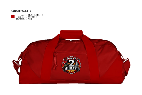 Duffle Bag, Sibley District 2, Fire Department, Teamtime, Team time, sublimation, custom sports apparel, team uniforms, spirit wear, spiritwear, sports uniforms, custom shirts, team store, custom team store, fundraiser sports, apparel fundraiser