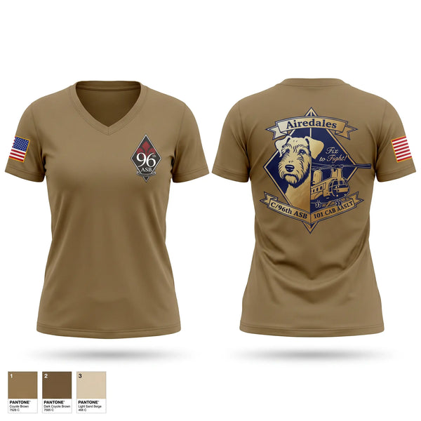 Womens Short Sleeve Vneck Shirt, Airedales, Army, Teamtime, Team time, sublimation, custom sports apparel, team uniforms, spirit wear, spiritwear, sports uniforms, custom shirts, team store, custom team store, fundraiser sports, apparel fundraiser
