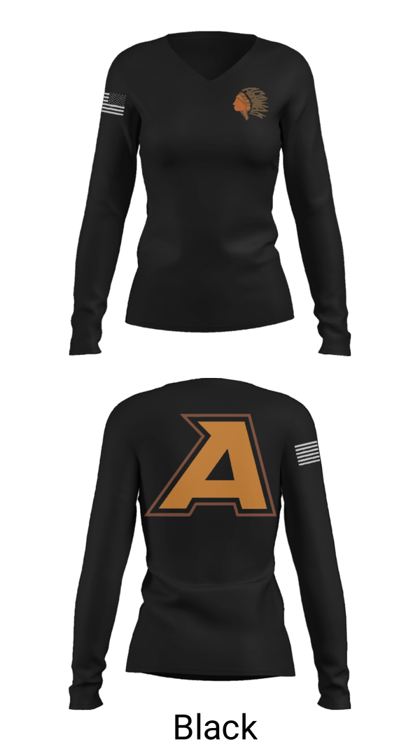 Women's Long Sleeve Vneck Shirt, Agawam Junior High School, Spirit Store, Teamtime, Team time, sublimation, custom sports apparel, team uniforms, spirit wear, spiritwear, sports uniforms, custom shirts, team store, custom team store, fundraiser sports, apparel fundraiser