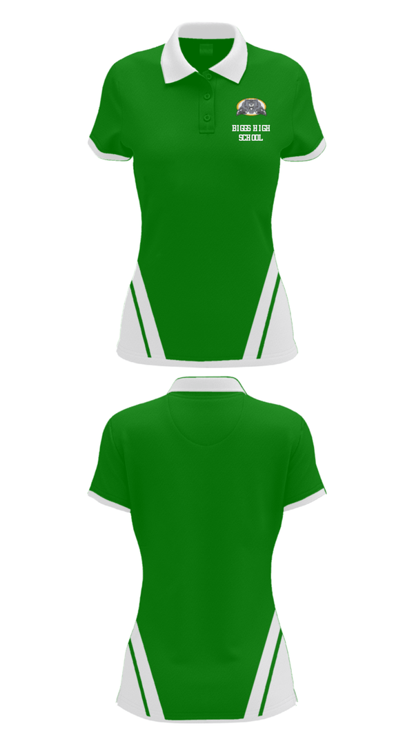 Women's Short Sleeve Performance Polo, Biggs High School, Spirit Store, Teamtime, Team time, sublimation, custom sports apparel, team uniforms, spirit wear, spiritwear, sports uniforms, custom shirts, team store, custom team store, fundraiser sports, apparel fundraiser