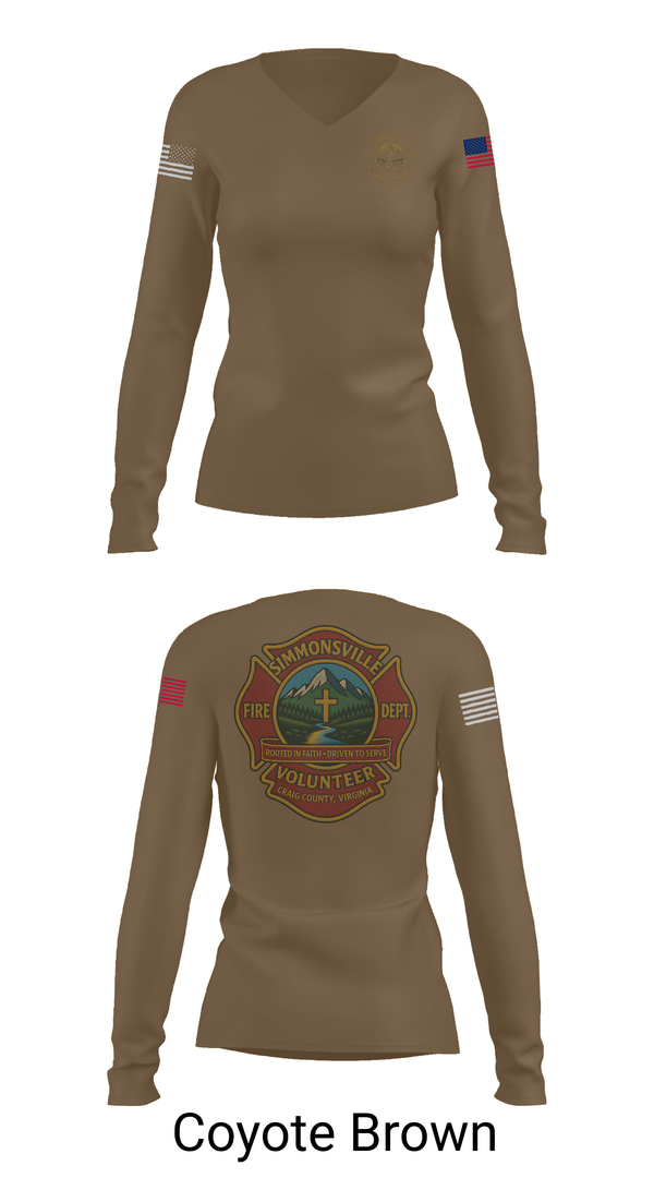 Womens Long Sleeve Vneck Shirt, Simmonsville VFD, , Teamtime, Team time, sublimation, custom sports apparel, team uniforms, spirit wear, spiritwear, sports uniforms, custom shirts, team store, custom team store, fundraiser sports, apparel fundraiser