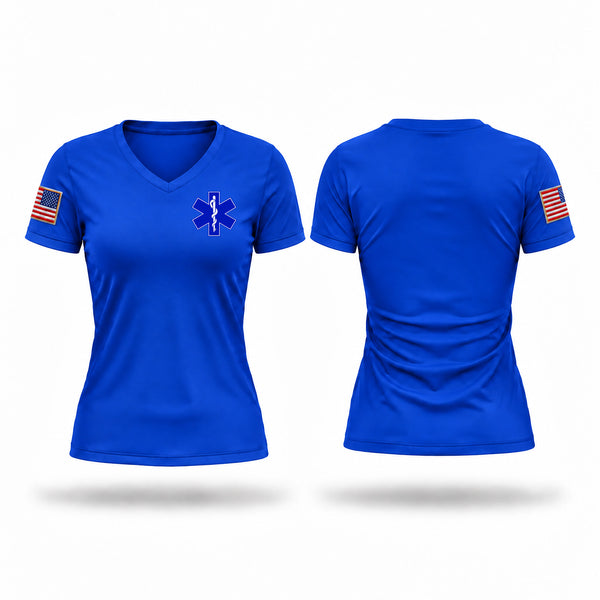 Womens Short Sleeve Vneck Shirt, Pontotoc Technology Center, EMS/EMT, Teamtime, Team time, sublimation, custom sports apparel, team uniforms, spirit wear, spiritwear, sports uniforms, custom shirts, team store, custom team store, fundraiser sports, apparel fundraiser