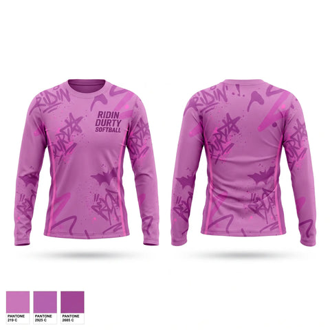 Long Sleeve Performance Shirt, Ridin Durty softball, Softball, Teamtime, Team time, sublimation, custom sports apparel, team uniforms, spirit wear, spiritwear, sports uniforms, custom shirts, team store, custom team store, fundraiser sports, apparel fundraiser