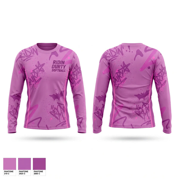Long Sleeve Performance Shirt, Ridin Durty softball, Softball, Teamtime, Team time, sublimation, custom sports apparel, team uniforms, spirit wear, spiritwear, sports uniforms, custom shirts, team store, custom team store, fundraiser sports, apparel fundraiser
