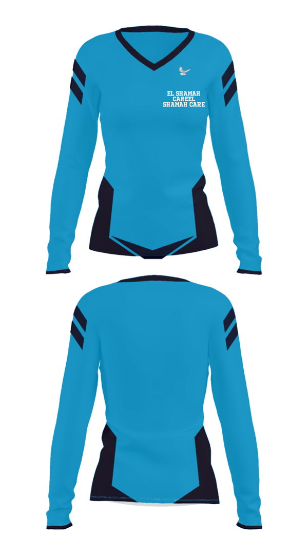 Women's Long Sleeve Vneck Shirt, EL SHAMAH CAREEL SHAMAH CARE, , Teamtime, Team time, sublimation, custom sports apparel, team uniforms, spirit wear, spiritwear, sports uniforms, custom shirts, team store, custom team store, fundraiser sports, apparel fundraiser
