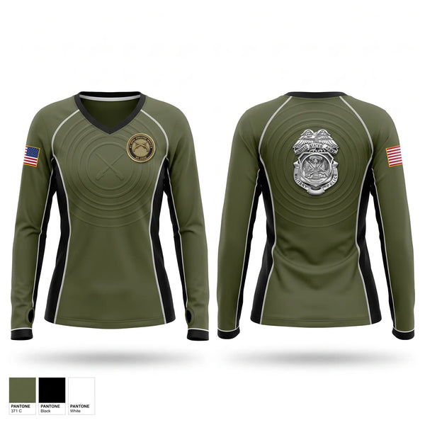 Womens Long Sleeve Vneck Shirt, 373rd Military Police Det, Army, Teamtime, Team time, sublimation, custom sports apparel, team uniforms, spirit wear, spiritwear, sports uniforms, custom shirts, team store, custom team store, fundraiser sports, apparel fundraiser