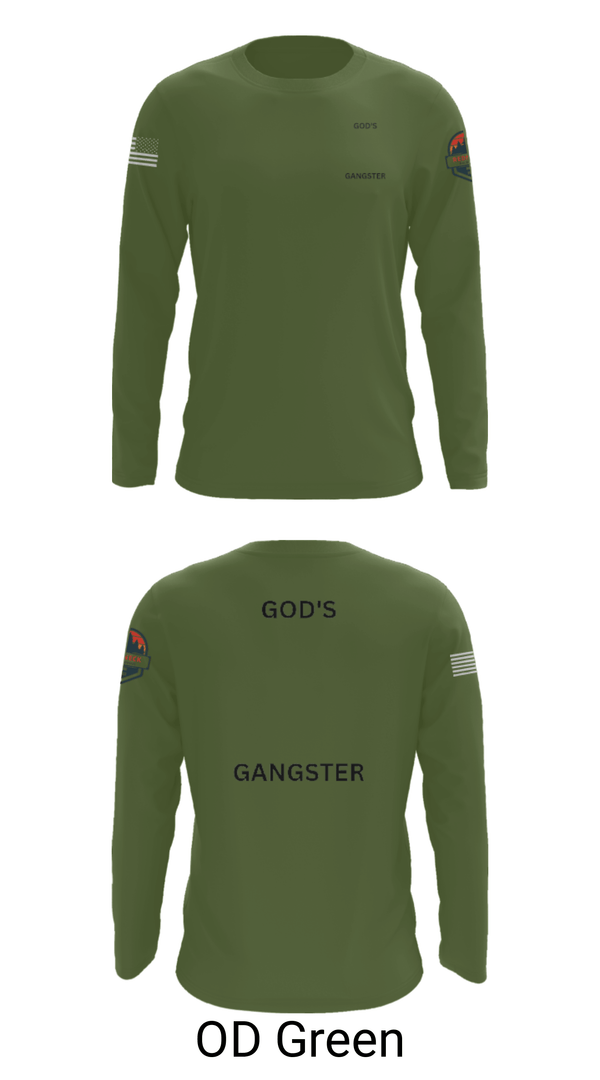Long Sleeve Performance Shirt, GOD'S GANGSTER, Baseball, Teamtime, Team time, sublimation, custom sports apparel, team uniforms, spirit wear, spiritwear, sports uniforms, custom shirts, team store, custom team store, fundraiser sports, apparel fundraiser