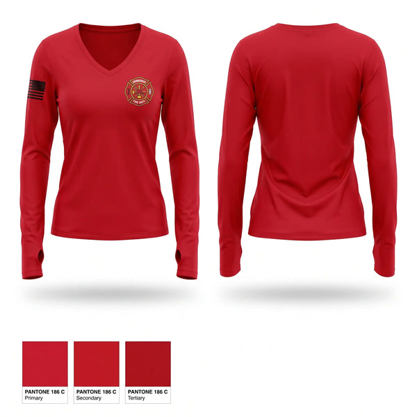 Womens Long Sleeve Vneck Shirt, 11th signal brigade 62nd esb-e, Army, Teamtime, Team time, sublimation, custom sports apparel, team uniforms, spirit wear, spiritwear, sports uniforms, custom shirts, team store, custom team store, fundraiser sports, apparel fundraiser
