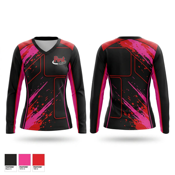 Womens Long Sleeve Vneck Shirt, Port Jervis High School Wrestling, Wrestling, Teamtime, Team time, sublimation, custom sports apparel, team uniforms, spirit wear, spiritwear, sports uniforms, custom shirts, team store, custom team store, fundraiser sports, apparel fundraiser