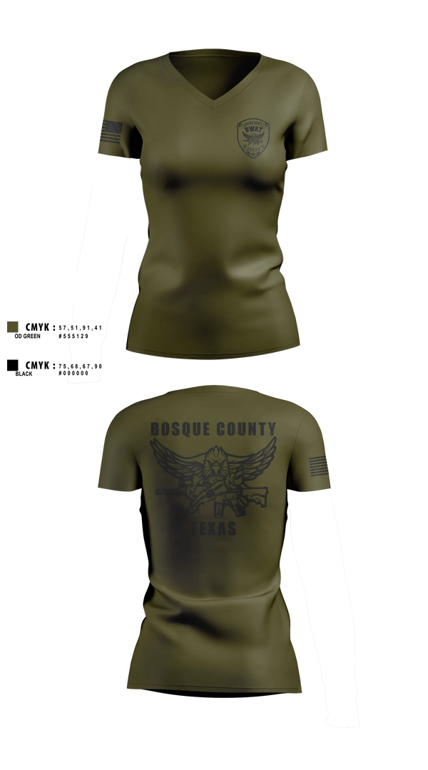 Womens Short Sleeve Vneck Shirt, BOSQUE REGIONAL SWAT TEAM, Police, Teamtime, Team time, sublimation, custom sports apparel, team uniforms, spirit wear, spiritwear, sports uniforms, custom shirts, team store, custom team store, fundraiser sports, apparel fundraiser