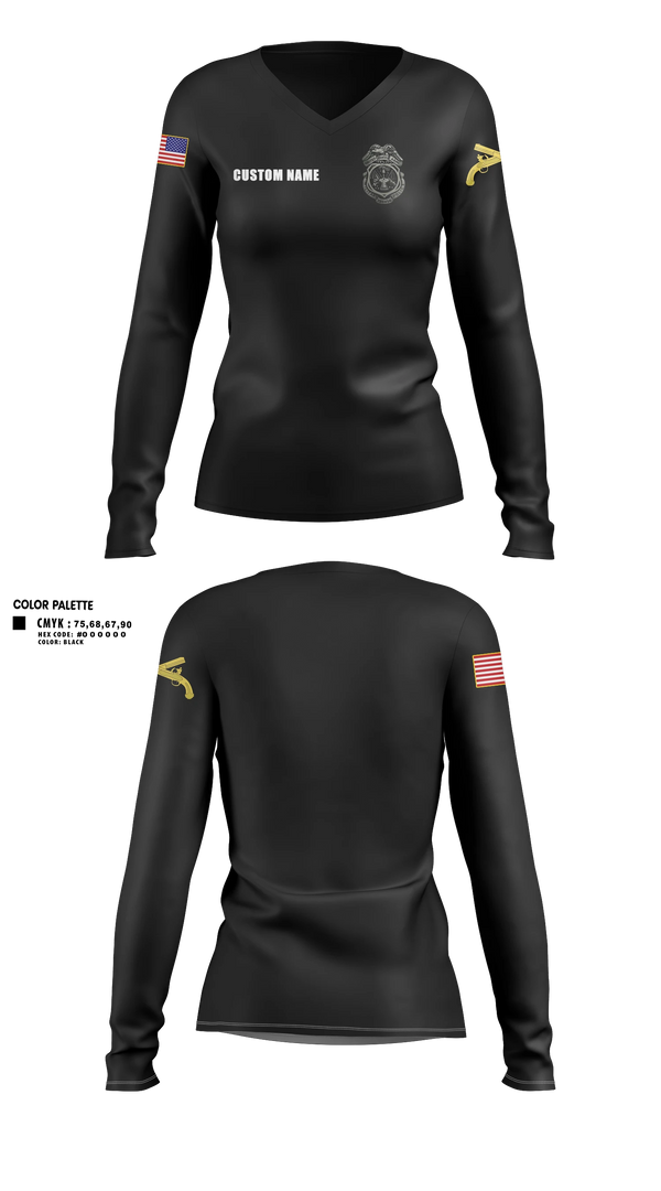 Womens Long Sleeve Vneck Shirt, 13th MDBFort Jackson LEA, Army, Teamtime, Team time, sublimation, custom sports apparel, team uniforms, spirit wear, spiritwear, sports uniforms, custom shirts, team store, custom team store, fundraiser sports, apparel fundraiser