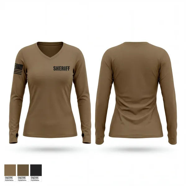 Womens Long Sleeve Vneck Shirt, Sheriff, Police, Teamtime, Team time, sublimation, custom sports apparel, team uniforms, spirit wear, spiritwear, sports uniforms, custom shirts, team store, custom team store, fundraiser sports, apparel fundraiser