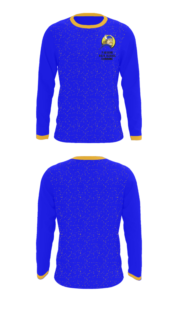 Long Sleeve Performance Shirt, Parsons High School Swimming, Swimming, Teamtime, Team time, sublimation, custom sports apparel, team uniforms, spirit wear, spiritwear, sports uniforms, custom shirts, team store, custom team store, fundraiser sports, apparel fundraiser